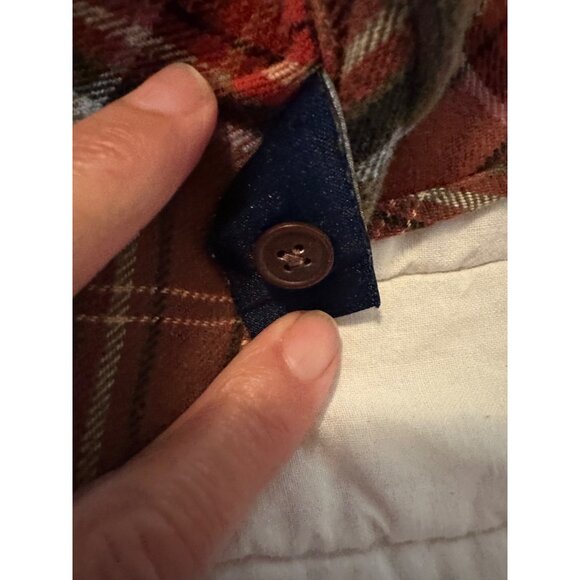 Austin Reed Mens L Cotton Flannel Plaid Shirt Suede Elbow Patches pockets chore - Picture 14 of 14